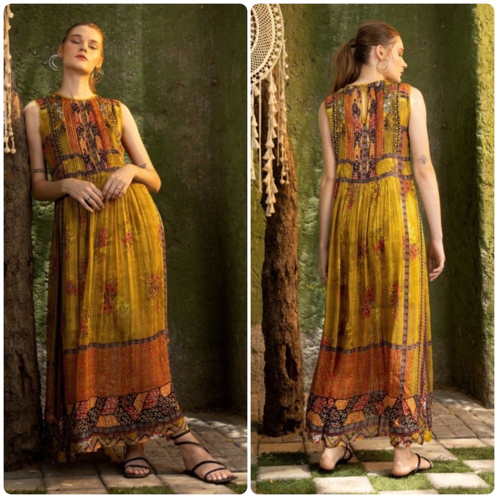 BHANUNI BY JYOTI 🍋 Citron Maxi Dress - Size S - Picture 3 of 10
